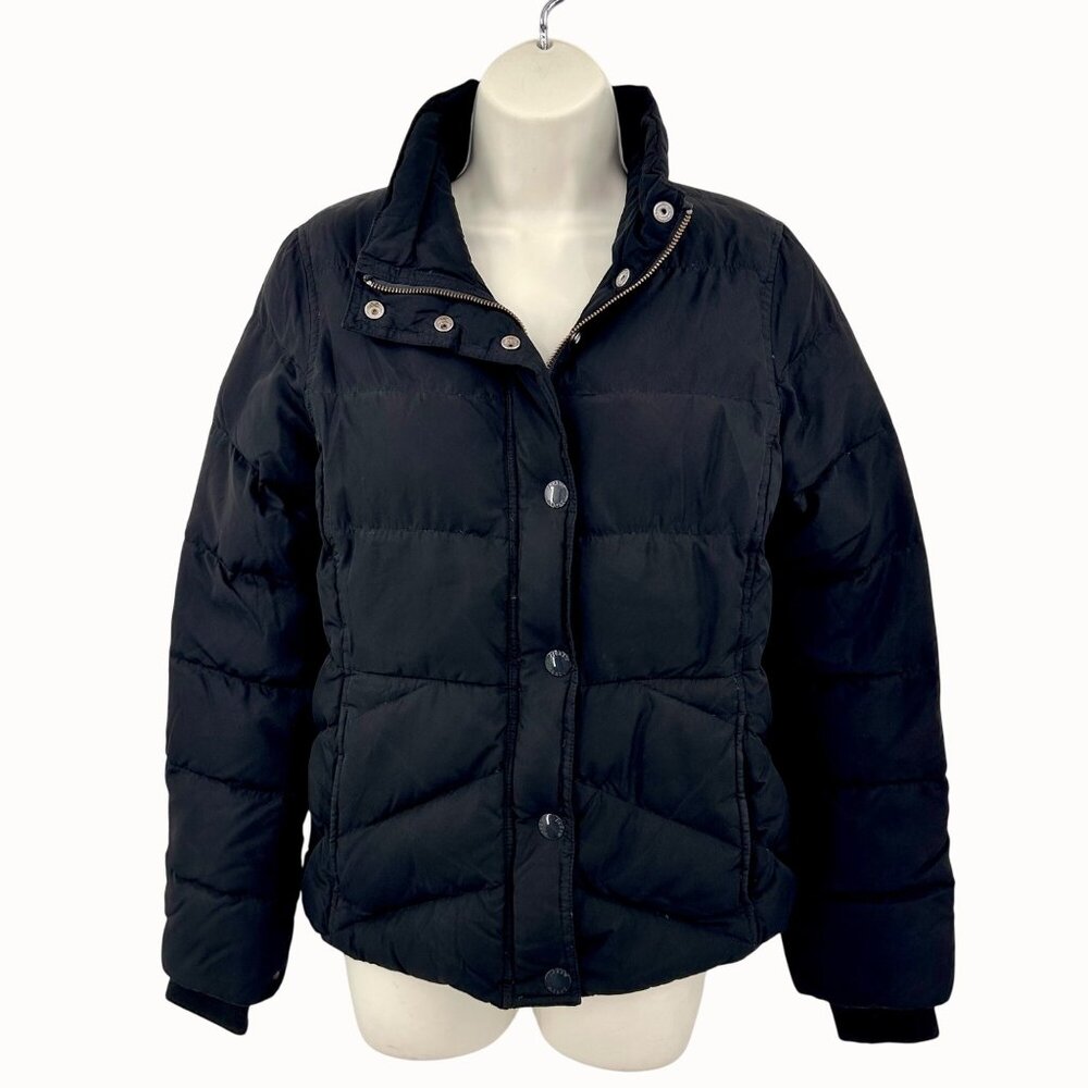 J.Crew Factory Black Puffer Jacket Down Feather Filled Women's Coat XS